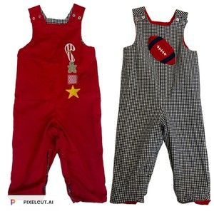 THE BAILEY BOYS RED BLUE GINGHAM REVERSIBLE LONG JOHN ROMPER 2T